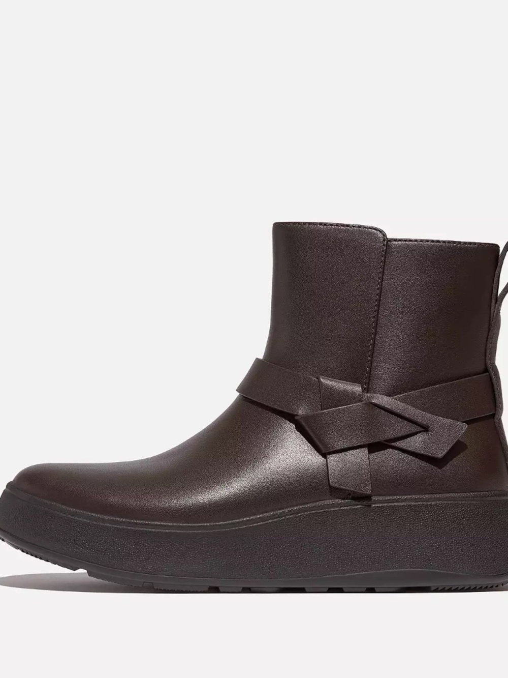Fitflop F-MODE Folded-Knot Leather Flatform Short Boots